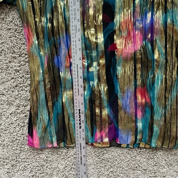 Saks 5th Avenue vintage silk metallic sheer gold blouse shoulder pads sz 4 - Picture 3 of 9